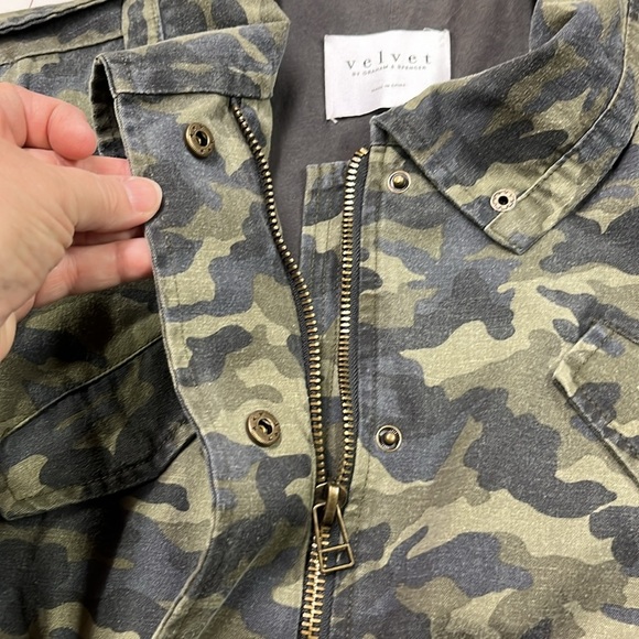 VELVET by GRAHAM & SPENCER Cotton Camo Drawstring Zip/Snap Casual Jacket SZ S - Picture 10 of 16